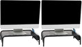 Mind Reader Monitor Stand, Ventilated Laptop Riser, Desktop Organizer, Side Storage, Metal Mesh, 20" L x 11.5" W x 5.5" H, Black (Pack of 2)
