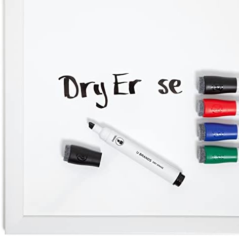 U Brands Dry Erase Markers with Eraser, Chisel Tip, Assorted, 5 Count