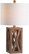 JONATHAN Y Stewart Rustic Wood Bedside Table Lamp 21.5", Brown