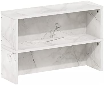 Furinno Helena Kitchen Counter Stackable Organizer Shelf, Set of 2, 18-Inch, Marble White