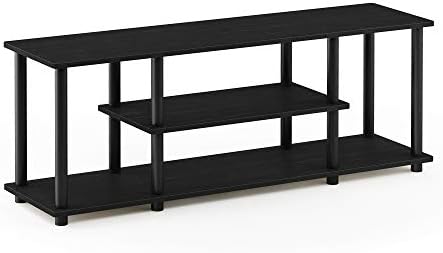 Furinno Turn-N-Tube No Tools 3D 3-Tier Entertainment TV Stand up to 50 inch TV, Round Tubes, Walnut | for TV up to 50 Inch, Open Frame Rectangular Entertainment Center with Storage Shelf, TV Console, for Living Room, Bedroom