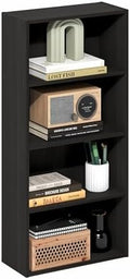 Furinno Basic Book Shelf, 4-Tier Bookcase with Open Shelf, Bookshelf, Cube Storage Organizer, 7 x 17 x 35, for Living Room, Bedroom, Home Office, Espresso