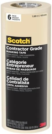 Scotch Painter's Tape Contractor Grade Masking Tape, 6 Rolls, 1.88 in x 60.1 yd, Holds to Surfaces For Up to 3 days, Removes Easily Without Leaving Sticky Residue, Interior & Exterior Use (2020-48TP6)