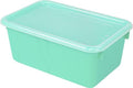 Storex Small Cubby Bins – Plastic Storage Containers for Classroom with Non-Snap Lid, 12.2 x 7.8 x 5.1 inches, Teal, 5-Pack (62412A05C)