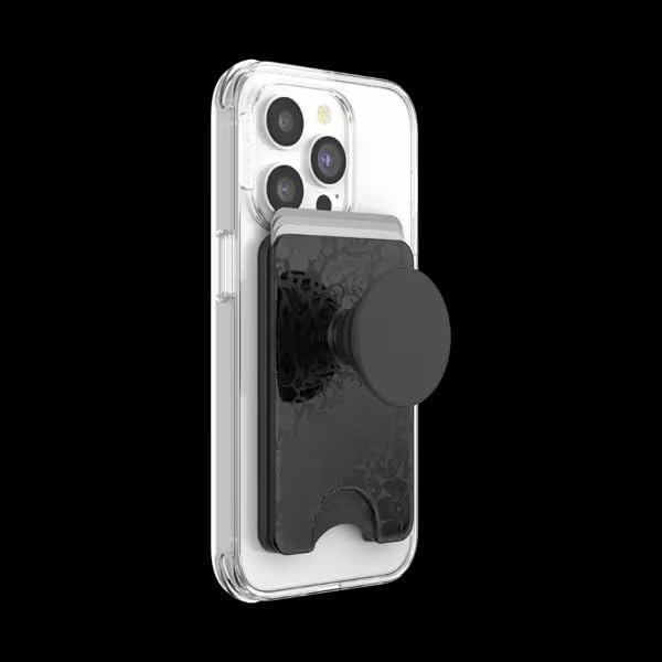 PopSockets Phone Wallet for MagSafe with Grip- Laced | PopWallet, Holds 3 Cards, Magnetic, Removable, Secure, Black