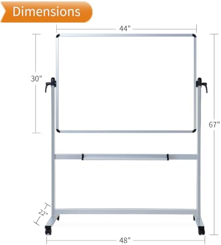 VIZ-PRO Double-Sided Magnetic Mobile Whiteboard, 44" x 30"