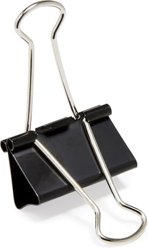 Amazon Basics Sturdy Binder Clips, Office Supplies, Medium 1.25 inches, Document Organizing, Sturdy Steel, Black, 24 Count (2 Pack of 12)