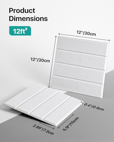 Soundsbay Sound Proof Foam Panels for Walls Self-Adhesive, 12-Pack 12"X12"