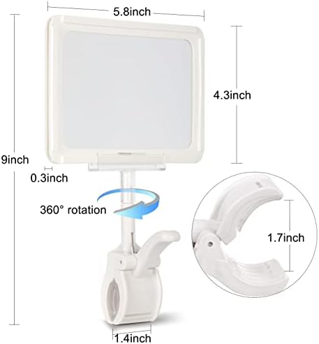 7 Pcs 6 x 9” Swivel Sign Holder with Clamp for Retail Clothing Rack, White