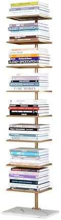 Modern Open Vertical Bookcase,Invisible Floating Storage Rack,Narrow Floor Standing Organizer for Small Spaces,Gold-150cm/59in