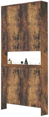 LINLIUA Behind the Door Bookshelf, 5 Shelf Behind Door Shelves with Storage, Space-Saving Wall Mount Narrow Bookcase Cabinet for Living Room Bedroom