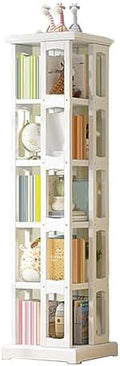 GAMAK Rotating Bookshelf 360 Display 4 Tier Floor Standing Bookcase Small Book Shelf Stand on Wheels Kids Bookshelf and Storage Rack for Small Space (Size : Bamboo, Color : Five)