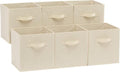 Amazon Basics Collapsible Fabric Storage Cubes Organizer with Handles, Sturdy Storage Bins for Organization, 10.5" x 10.5" x 11", Beige, 6 Count (Pack of 5)
