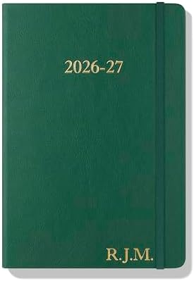 Wykeham's Executive 2026-27 Daily Journal Planner – Customization Available – Mid-Year Academic Diary – July 2026 to June 2027 (Personalized Racing Green, 8.5"×5.5")