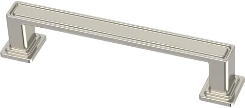 Franklin Brass 10 Pack Polished Nickel Cabinet Handles 3-3/4 inch (96mm) Kitchen Cabinet Handles and Drawer Pulls for Cupboards and Dressers | Recessed Square