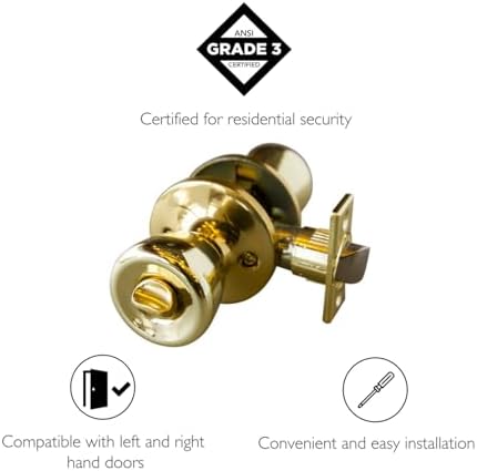 Design House Terrace Privacy Door Knob, Polished Brass
