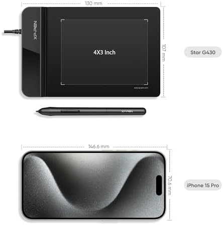Drawing Tablet XPPen G430S OSU, Graphic Drawing Tablet with 8192 Levels Pressure Battery-Free Stylus, 4 x 3 inch Ultrathin, for OSU Game, Online Teaching Compatible with Window/Mac Black