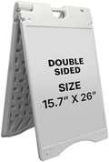 Jumbl A-Frame Signboard 15.7” x 26” Display Surface – Small Outdoor Sandwich Board w/Weather Resistant PVC Sign Protector & Sand Fill Holes – Dual Signage Stand for Storefront Sidewalk Curb (White)