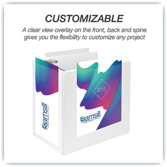 Samsill 16427 Titan Extra Large 6 Inch 3 Ring View Binder - Non-Stick Customizable Clear View Cover - Locking D-Ring - Holds Over 1250 Sheets - White
