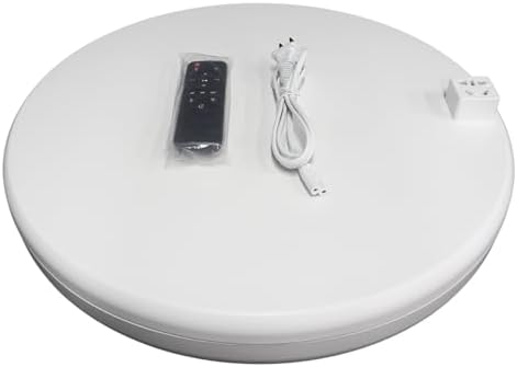 fotoconic Motorized Rotating Display Stand with Power Outlet, 360° Turntable with Remote for Product Photography, Jewelry Figures Collectibles Cake Display, 3 Speed & Reversible Rotation,100kg Load Capacity (White)
