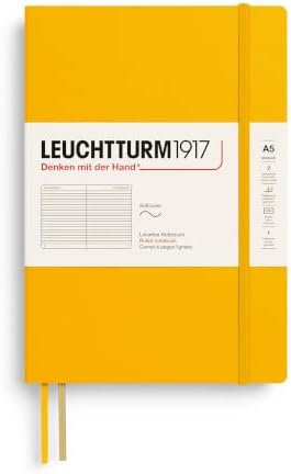 LEUCHTTURM1917 - Notebook Softcover Medium A5-123 Numbered Pages for Writing and Journaling (Sunflower, Ruled)