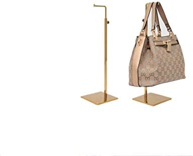 B&NN Adjustable Metal Handbag Rack Tabletop Handbag Purse Display Stand Single Hook Bag Stand Holder (Gold)