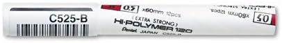 Pentel Premium Hi-Polymer Lead, 0.5mm, Fine, B, 12 Pieces/Tube, Box of 12 (C525-B)