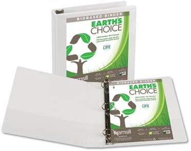 Samsill Plant-Based 1.5 Inch Durable D-Ring, View Binder, Eco-Friendly, USDA Certified Biobased, White