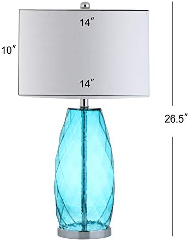 JONATHAN Y Juliette Modern Faceted Glass Table Lamp 26.5", Moroccan Blue