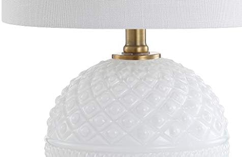 JONATHAN Y Julienne Hobnail Glass/Metal Table Lamp 20.5", White/Brass Gold