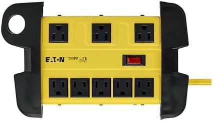 Tripp Lite Eaton TLM812GF Heavy Duty Power Strip with GFCI Plug, Yellow Metal Housing, 8 Outlets, 12 Foot / 3.6 Meter Cord, Keyhole Mounting Slots, Industrial Garage Work Shop Bench