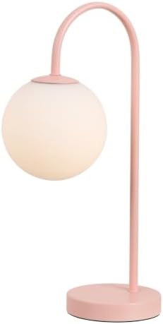 JONATHAN Y Arco 18.25" Pink Arched Metal Table Lamp with Globe Shade
