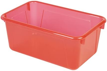 Storex Small Cubby Bins – Plastic Storage Containers for Classroom, 12.2 x 7.8 x 5.1 inches, Candy Red, 5-Pack (62475A05C)