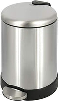 Glad Small Trash Can, 1.2 Gallon | Round Stainless Steel Garbage Bin with Soft Close Lid & Step Foot Pedal | Metal Waste Basket with Removable Inner Bucket, Stainless, 8 x 9.5 x 12 inches