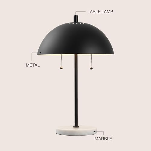 JONATHAN Y Ella 2-Light Table Lamp 20.7" Metal Marble, Black/White