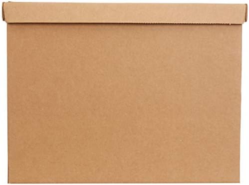 Amazon Basics Moving and Storage Boxes with Handles and Lift-Off Lids, Medium, 19" x 14.5" x 15.5", Brown, 10-Pack