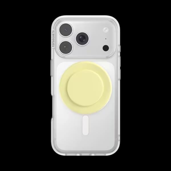 PopSockets Phone Grip for MagSafe, Magnetic Holder- Butter Yellow | Removable, For Kindle / Android / iPhone, With Magnet, Yellow, Butter, Winter, Snowflake