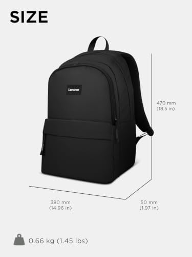 Lenovo 16-inch Commuter Backpack B10, Lightweight 30L Laptop Backpack, Water-Resistant Travel Bag with 6 Storage Compartments, Anti-Theft Pocket & Luggage Strap, Fits Up to 16" Laptop, Black