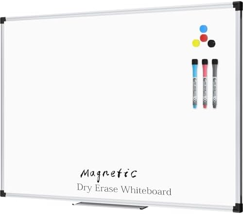 XBoard Magnetic Dry Erase Whiteboard 48 x 36 Inch, 4' x 3' Premium White Board for Wall with Marker Tray, Silver Aluminum Frame Presentation Board for Home Office Classroom