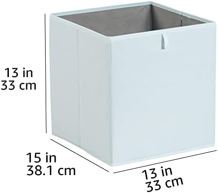 Amazon Basics Collapsible Cube Organizer Bins, Closet Storage Baskets for Shelves with Secure Pull Handle, Foldable Space-Saving, Jade Green, 13x15x13", 6-Pack