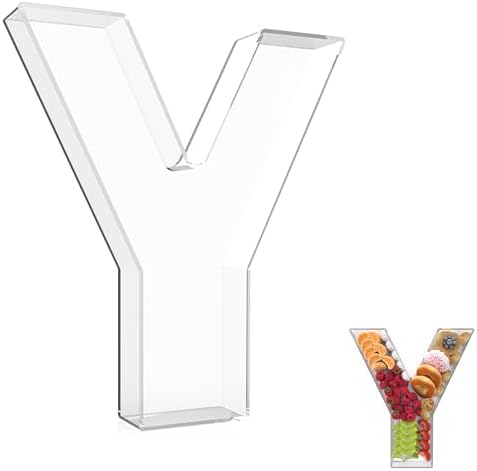 13.8" Extra Large Acrylic Letter Charcuterie Board Box, Reusable Fillable Letter Cake Candy Dish Display Serving Tray for Birthday Anniversary Party Decoration (Y)