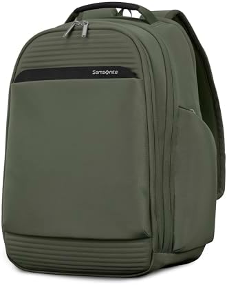 Samsonite Paralux Everyday Backpack - Laptop & Tablet Backpack with 5 Compartments, Removable TecKit™ Pouch, Microsuede Trim, Water Bottle Pockets - Work, Commute & Travel Bag - Olive