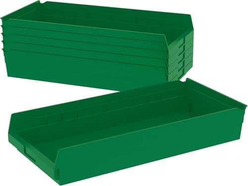 Akro-Mils 30174 Heavy Duty Plastic Shelf Bins, 24"x 11"x 4", Green, 6-Pk