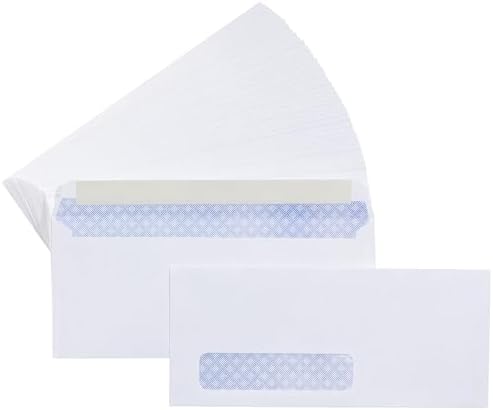Amazon Basics #10 Security-Tinted Self-Seal Business Envelopes with Left Window for Invoices and Documents, White, 500-Pack