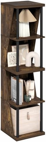 Furinno Flexi Book Shelf, 4-Cube Bookshelf, Standing Bookcase, Amber Pine
