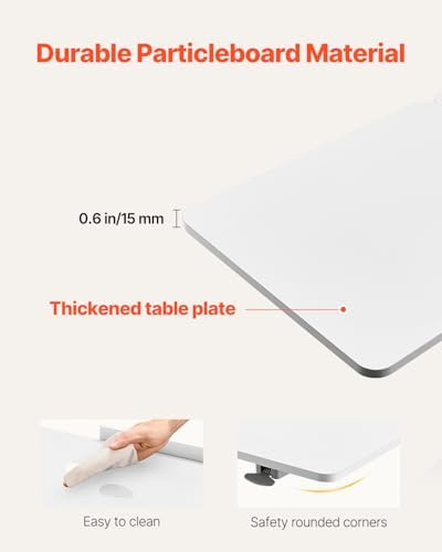 VEVOR Overbed Table, Mobile Bed Side Table with Flip Desktop and 4 Hidden Wheels, Height & Angle Adjustable Rolling Laptop Desk with Cup Holder, Portable Over Bed Desk for Home, Office, Study, White