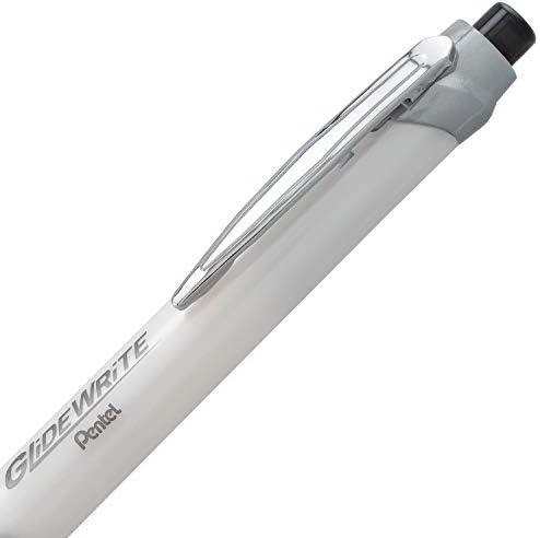 Pentel Glidewrite Signature Ballpoint Pen Pearl White Barrel, (1.0mm) Medium Line, Black Ink, 12 Pens (BX930W-A) (Pack of 2)