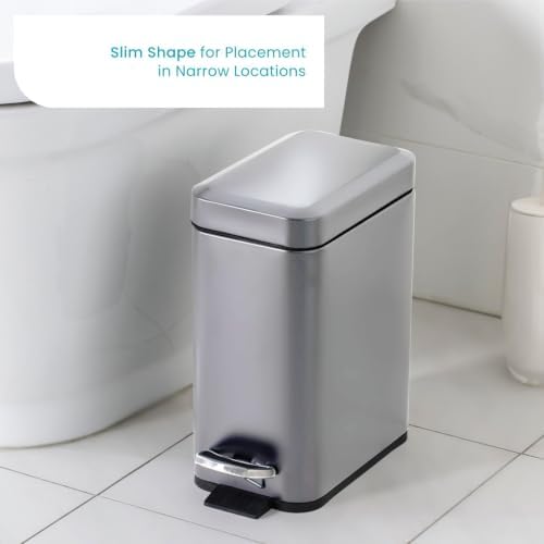 Home Zone Living 1.3 Gallon Stainless Steel Small Trash Can with a Lid