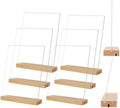 TONICE 5x7 Acrylic Sign Holder with Wood Base 6 Pack L/T Shape Vertical or Slant Back Display for Wedding, Restaurant, Store, Office, Hotel