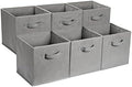 Amazon Basics Collapsible Fabric Storage Cube Bins Organizer with Handles for Organizing, Sturdy, Gray, 13 x 13 x 13 inch, 6-Pack